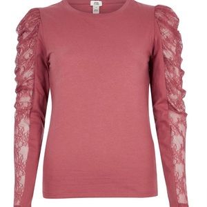 River Island lace sleeve detail top
